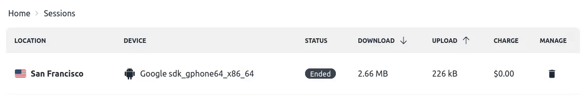 Delete VPN session